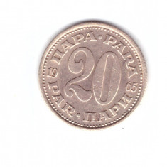 Moneda Yugoslavia 20 para 1965, stare foarte buna, curata