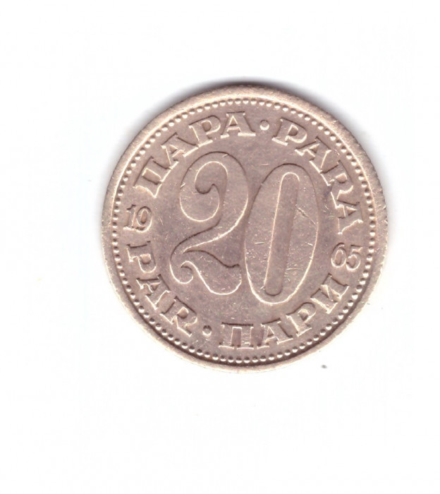 Moneda Yugoslavia 20 para 1965, stare foarte buna, curata