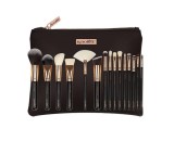 Set 15 Pensule Machiaj Luxorise Gold, Pensule Fard Pleoape, Contur, Pudra, Blush, Fond Ten, Sprancene, Eyeliner, Borseta Inclusa