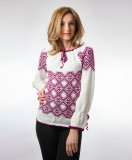 IE tricotata cu model traditional rosu violet Onibon, L, M, S, XL, XS