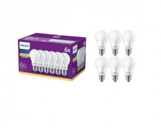 Set 6 becuri LED Philips E27 9W 60W 806 lm A+ Lumina alba calda foto