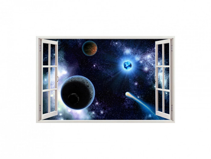 Autocolant decorativ, Fereastra, Planete, Multicolor, 83 cm, 224ST