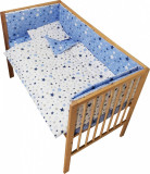 Lenjerie patut cu 2 fete si 5 piese 120x60 cm Nichiduta Blue Stars