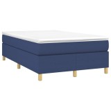 Cumpara ieftin Pat box spring cu saltea, albastru, 120x190 cm, material textil