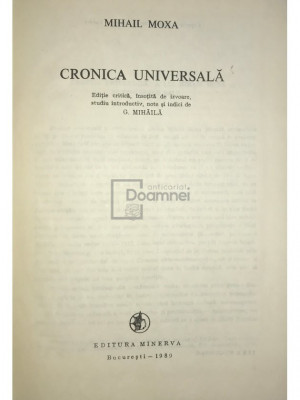 Mihail Moxa - Cronica universală (editia 1989) foto