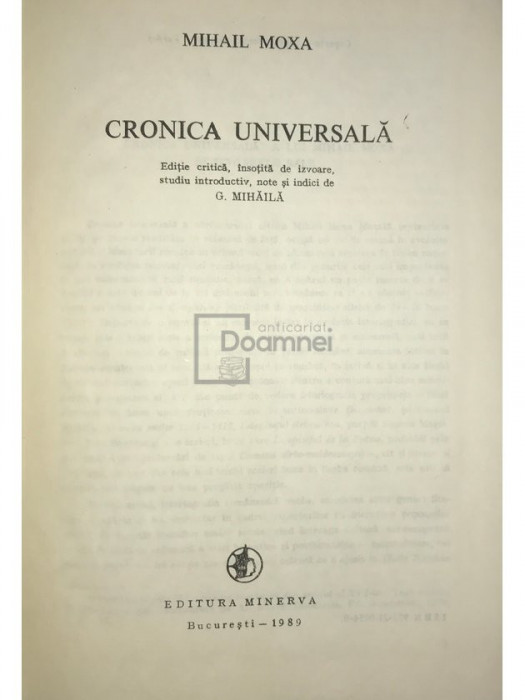 Mihail Moxa - Cronica universală (editia 1989)