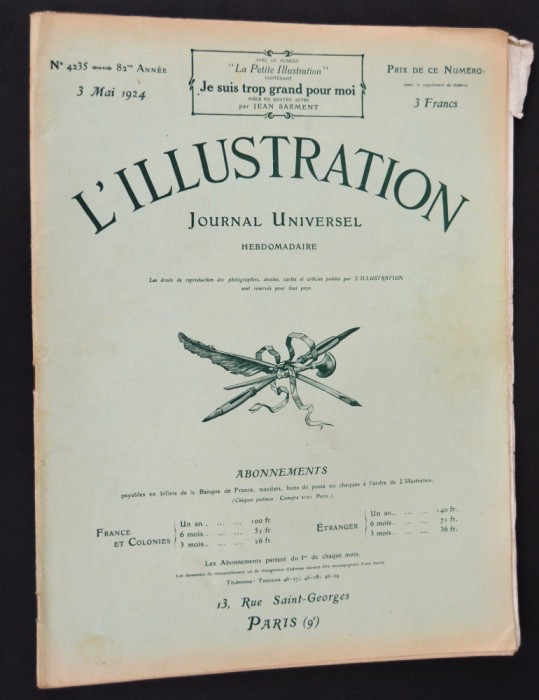 Revista L&#039;Illustration NR. 4235 Franta 1924 / 3 Mai - Articol Regele Ferdinand