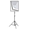 Softbox cu soclu de 4 becuri, trepied reglabil 200 cm, 4 becuri LED de 20W, Dactylion