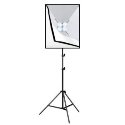 Softbox cu soclu de 4 becuri, trepied reglabil 200 cm, 4 becuri LED de 20W foto