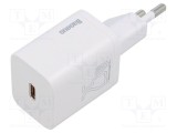 Alimentator BASEUS 25W 5-12V DC USB-C alb plug-in pulsatoriu