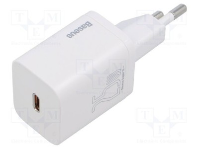 Alimentator BASEUS 25W 5-12V DC USB-C alb plug-in pulsatoriu foto