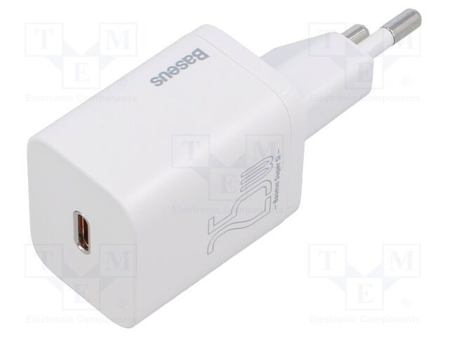 Alimentator BASEUS 25W 5-12V DC USB-C alb plug-in pulsatoriu