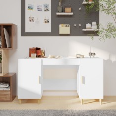 vidaXL Birou, alb, 140x50x75 cm, lemn compozit foto