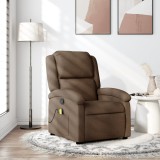 VidaXL Fotoliu de masaj rabatabil, maro, material textil