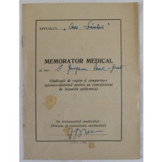 MEMORATOR MEDICAL , SPITALUL &#039;&#039; CASA SCANTEII &#039;&#039; , INDIACTII DE REGIM ...PENTRU UN CONVALESCENT DE HEPATITA EPIDEMICA ) , 1955