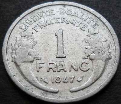 Moneda istorica 1 FRANC - FRANTA, anul 1947 *cod 3163 foto