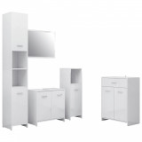 Set mobilier de baie, 4 piese, alb extralucios