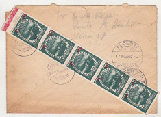 bnk fil Straif de 5 circulat pe scrisoare supratipar 1952 Planul cincinal 5 lei foto
