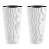 Cumpara ieftin Set 2 ghivece de flori, Sandy Slim, rotunde, inalte, 29.7x53.1 cm, alb, Prosperplast