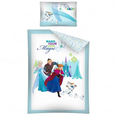 Set lenjerie de pat 2 piese pentru copii 100 x 135 cm Disney Frozen FRO 16 A DC, Multicolor foto