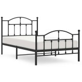 Cumpara ieftin Cadru pat metalic cu tablii de cap/picioare, negru, 100x190 cm