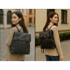 Rucsac Dama Mare Spatios din Piele Ecologica cu Textura Moale, 32x36x15 cm