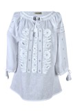 Bluza tip ie dama B23, alb optic/argintiu antichizat , marimea 3XL