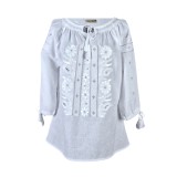 Bluza tip ie dama B23, alb optic/argintiu antichizat , marimea 3XL