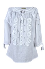 Bluza tip ie dama B23, alb optic/argintiu antichizat , marimea 2XL