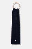 Tommy Jeans eșarfă din bumbac culoarea bleumarin, uni, AW0AW18045