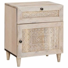 vidaXL Noptieră cu sertar Bej 50 x 33 x 60 cm Lemn masiv de mango 4018124
