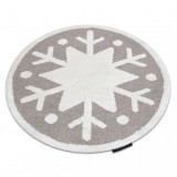 Covor modern pentru copii JOY Cerc Snowflake, Fulg de nea - structural pe două niveluri de l&acirc;nă bej / crem, cerc 140 cm