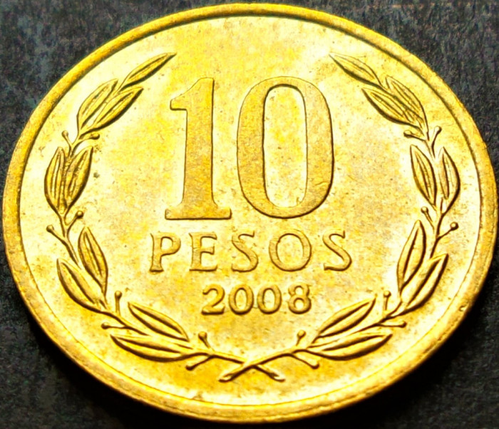 Moneda exotica 10 PESOS - CHILE, anul 2008 * cod 829 = A.UNC