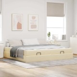 Cumpara ieftin Cadru de pat cu depozitare Crem 200 x 200 cm țesătură