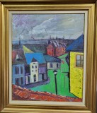 Tablou Sighișoara D.Macovei, Pictura Ulei pe Panza 60x50 cm, 2000, Pictor Roman, Arta, Cadou, Colectie