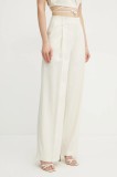 Simona Corsellini pantaloni femei, culoarea bej, lat, high waist, P25CPPA019