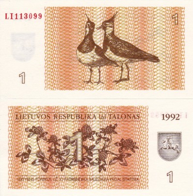 LITUANIA 1 talonas 1992 UNC!!! foto