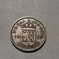 6 pence 1939 argint Marea Britanie