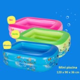 Piscina gonflabila copii, 120x90x36 cm, dreptunghiulara, imprimeu multicolor