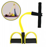 Dispozitiv fitness, 4 benzi elastice, 40 cm, negru/galben, Pro Cart
