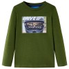 Tricou pentru copii cu m&acirc;neci lungi, kaki &icirc;nchis, 104, vidaXL