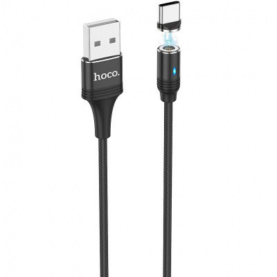 Cablu Incarcare USB la USB Type-C HOCO U76 Magnetic, 2.4A, 1.2 m, Negru foto