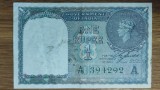 India britanica - bancnota de colectie foarte rara - 1 rupee 1944 (1940) - George VI - circulata, stare f buna ! Serie verde, pentru cunoscatori !