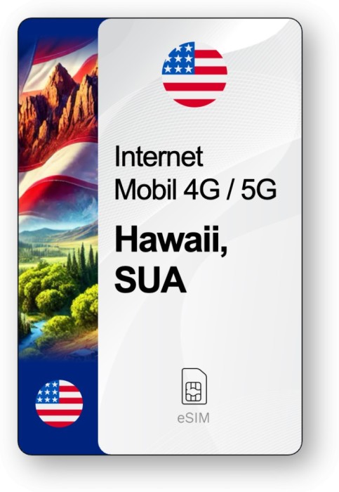 eSIM Internet Hawaii, SUA, valabil 30 zile, trafic 5 GB