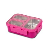 Recipient dreptunghiular pentru alimente Bento din otel inoxidabil &quot;We Care&quot;, magenta 800ml FitLine Training