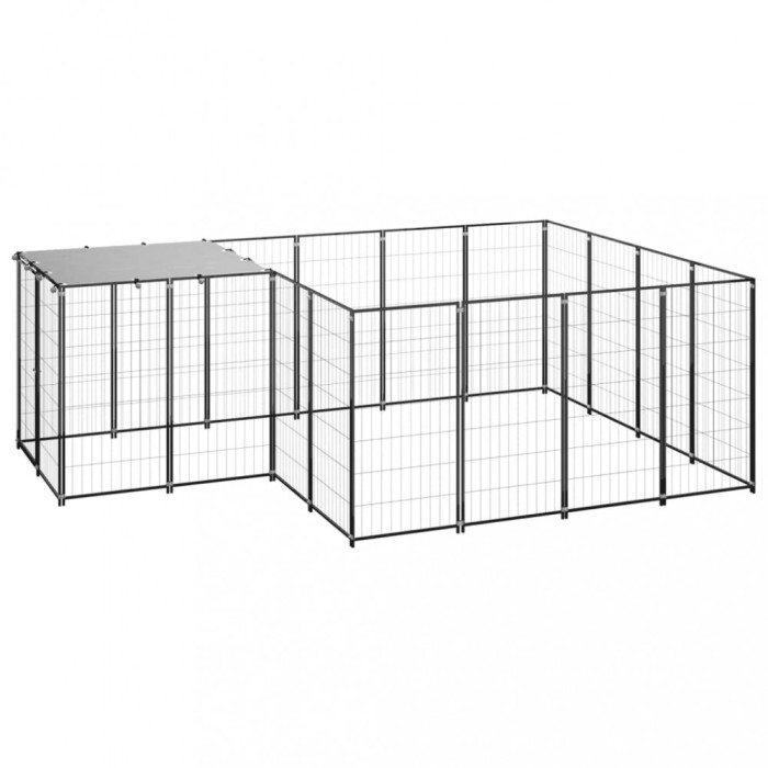 Padoc pentru c&acirc;ini, negru, 6,05 m&sup2;, oțel