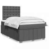 Cumpara ieftin Gossi pat box spring cu saltea, gri inchis, 120x190 cm, textil