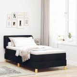 VidaXL Pat cu arcuri și saltea crem 90x200 cm Negru 90 x 190 cm