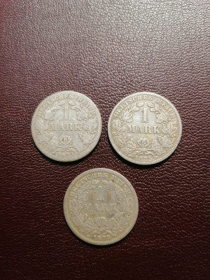Lot 3 monede 1 Mark 1875 argint plus clasor 96 spatii cadou! foto