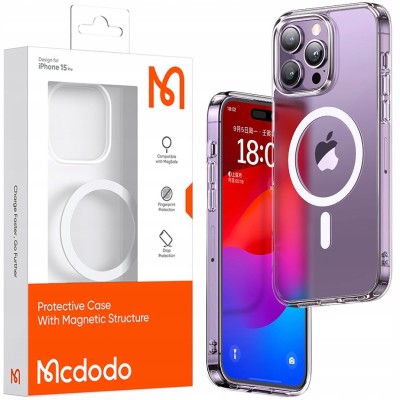 Mcdodo Caz Magnetic Caz Clar Armat Pentru Magsafe Iphone 15 Pro Max Clar foto